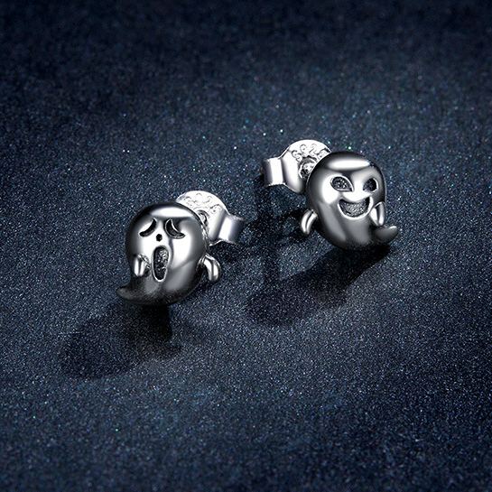 S925 Silver Halloween Little Devil and Ghost Earrings