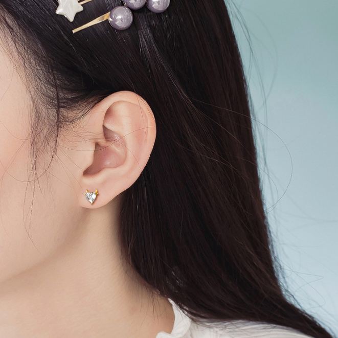 S925 Sterling Silver Christmas Heart-Shaped Antler Earrings