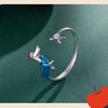 S925 Sterling Silver Adjustable Open Ring – Christmas Dachshund Design