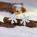 S925 Sterling Silver Christmas Snowflake Stud Earrings