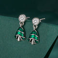 S925 Sterling Silver Green Christmas Tree Stud Earrings