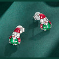 S925 Sterling Silver Glow-in-the-Dark Santa Claus Stud Earrings for Christmas
