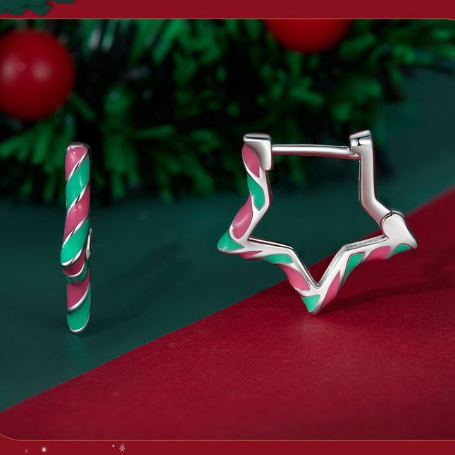 S925 Sterling Silver Christmas Star Earrings