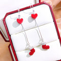 S925 Sterling Silver Christmas Santa Shoe & Heart Ear Studs