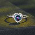 S925 Sterling Silver Halloween Colorful Heart Ring