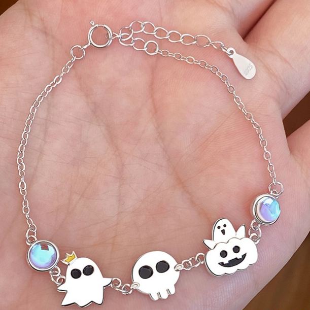 S925 Silver Halloween Ghost Bracelet