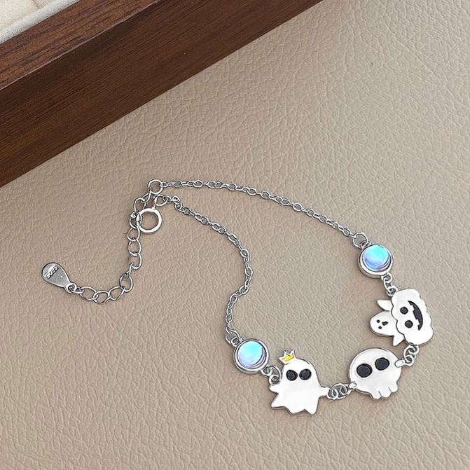 S925 Silver Halloween Ghost Bracelet