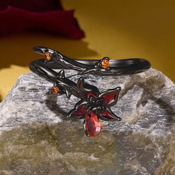 S925 Sterling Silver Halloween Mandala Open Ring