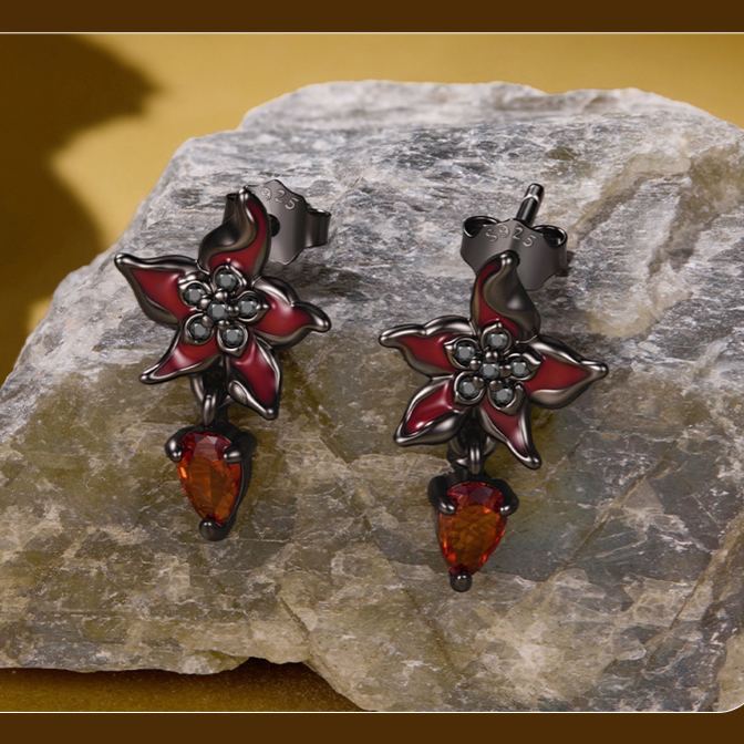 S925 Silver Halloween Mandala Flower Drop Earrings