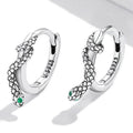 S925 Sterling Silver Halloween Green Zircon Linear Pattern Earrings