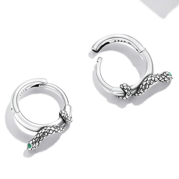 S925 Sterling Silver Halloween Green Zircon Linear Pattern Earrings
