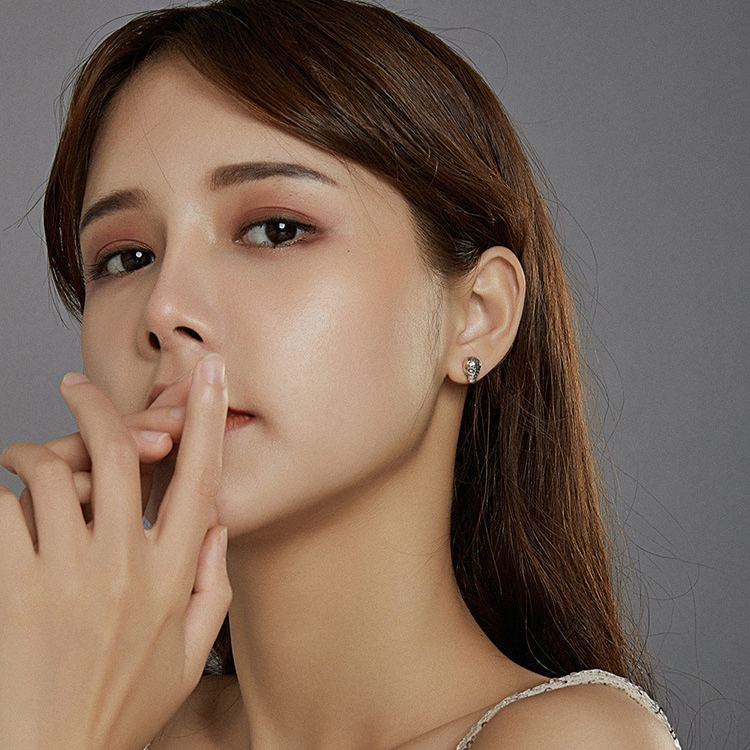 S925 Sterling Silver Halloween Skull Stud Earrings