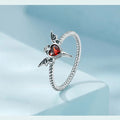 S925 Sterling Silver Halloween Heart-and-Wings Twisted Ring
