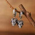 S925 Sterling Silver Halloween Ram-Horned Skull Zircon Earrings