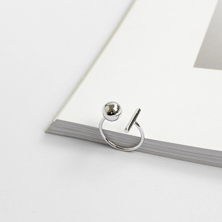 Minimalist Ball and Bar Open Ring – detail view 3