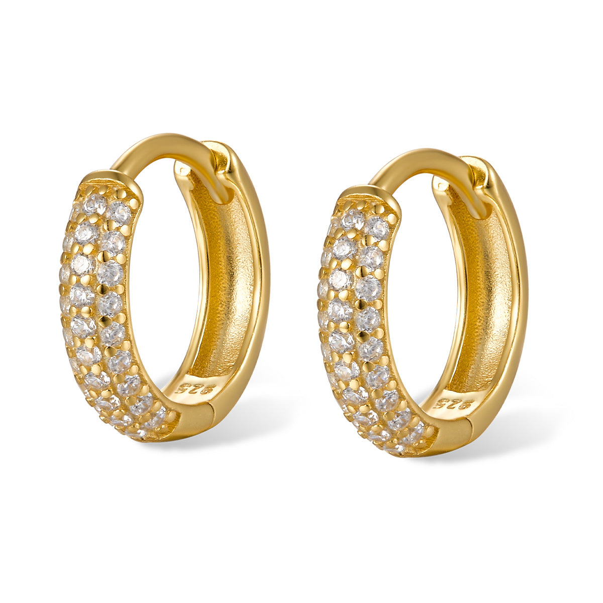 Three-Row Pave Huggie Hoop Earrings – image 10