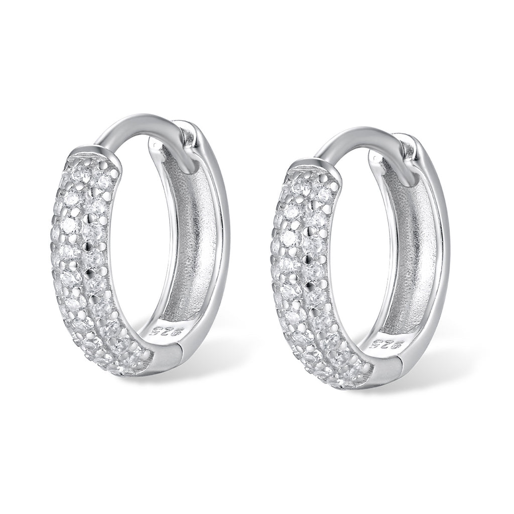 Three-Row Pave Huggie Hoop Earrings – image 11