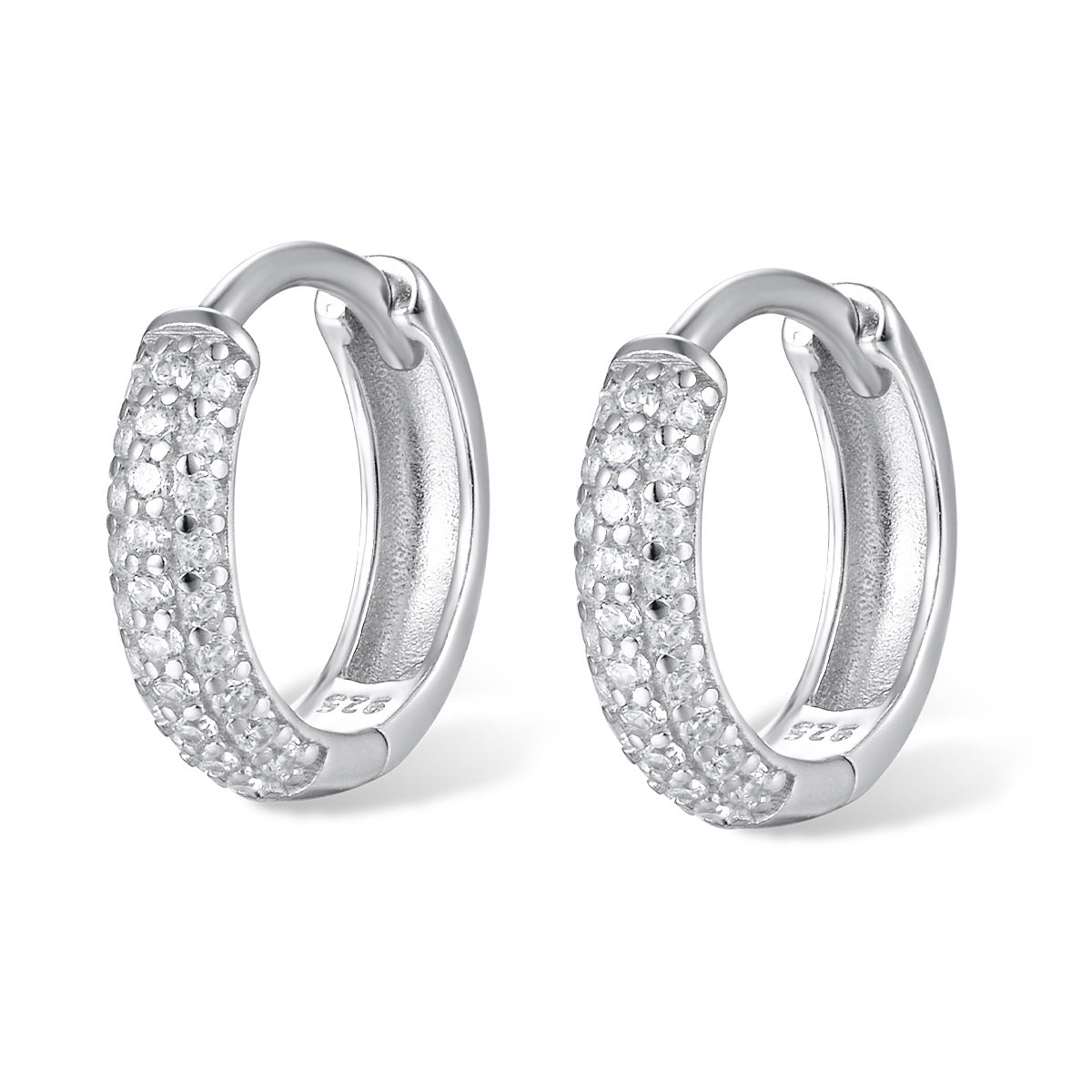 Three-Row Pave Huggie Hoop Earrings – image 11