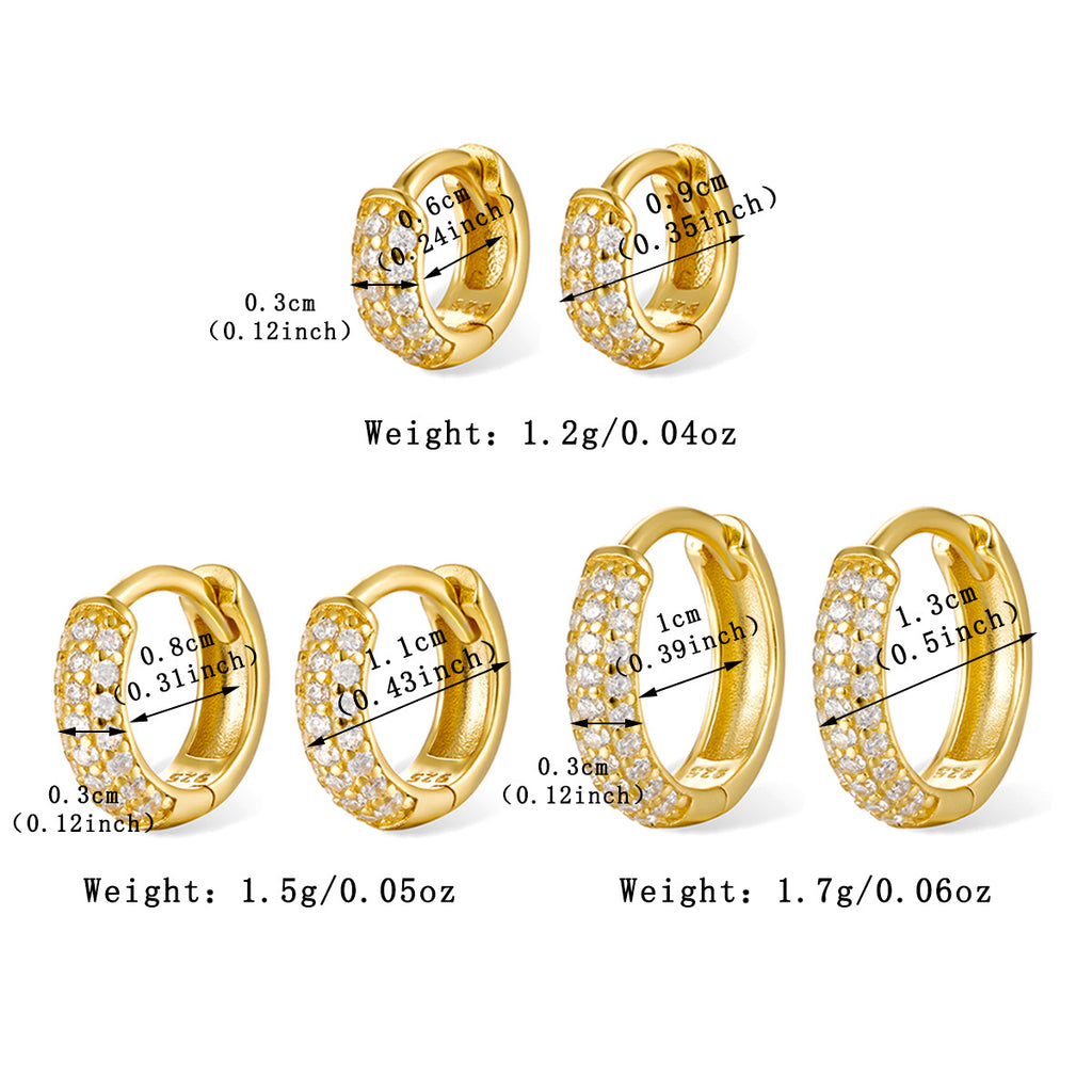 Three-Row Pave Huggie Hoop Earrings – detail view 3