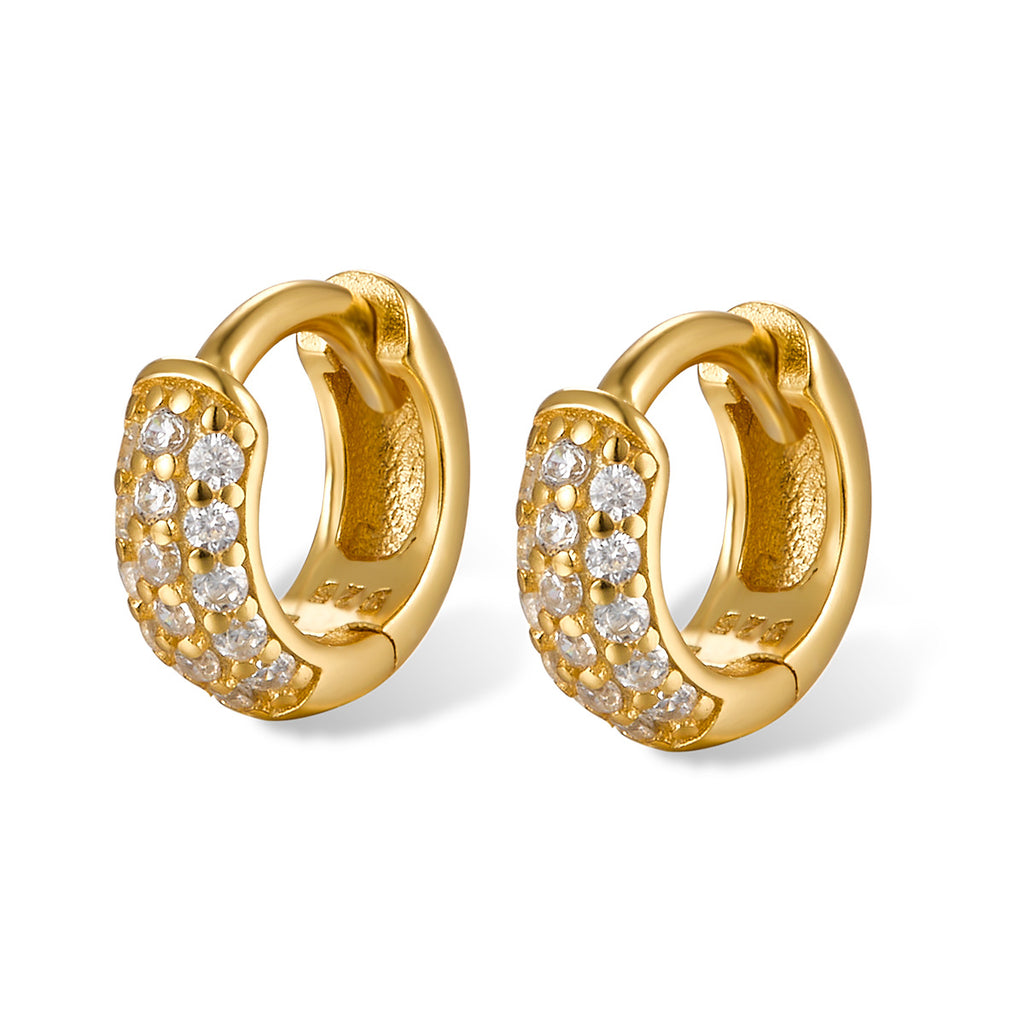 Three-Row Pave Huggie Hoop Earrings – image 6