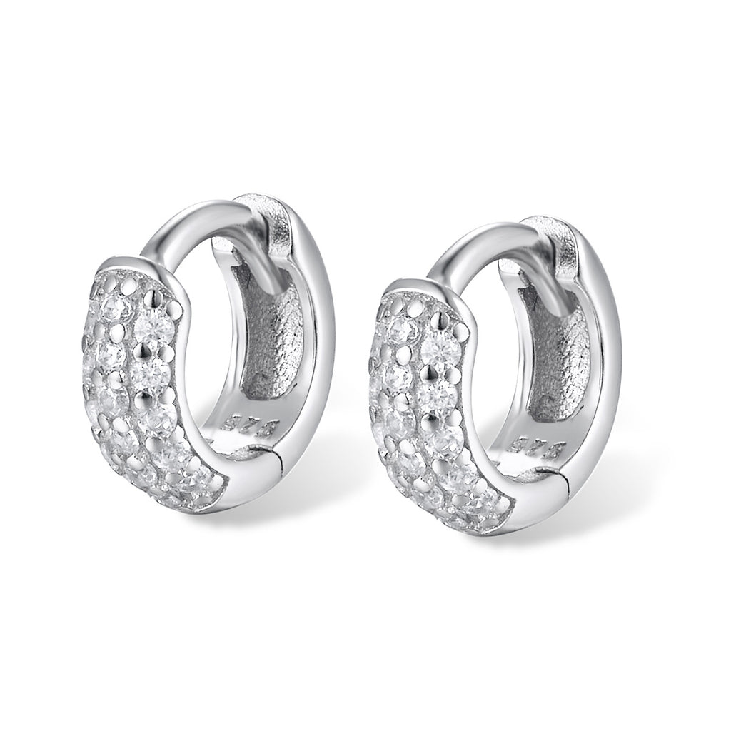 Three-Row Pave Huggie Hoop Earrings – image 7
