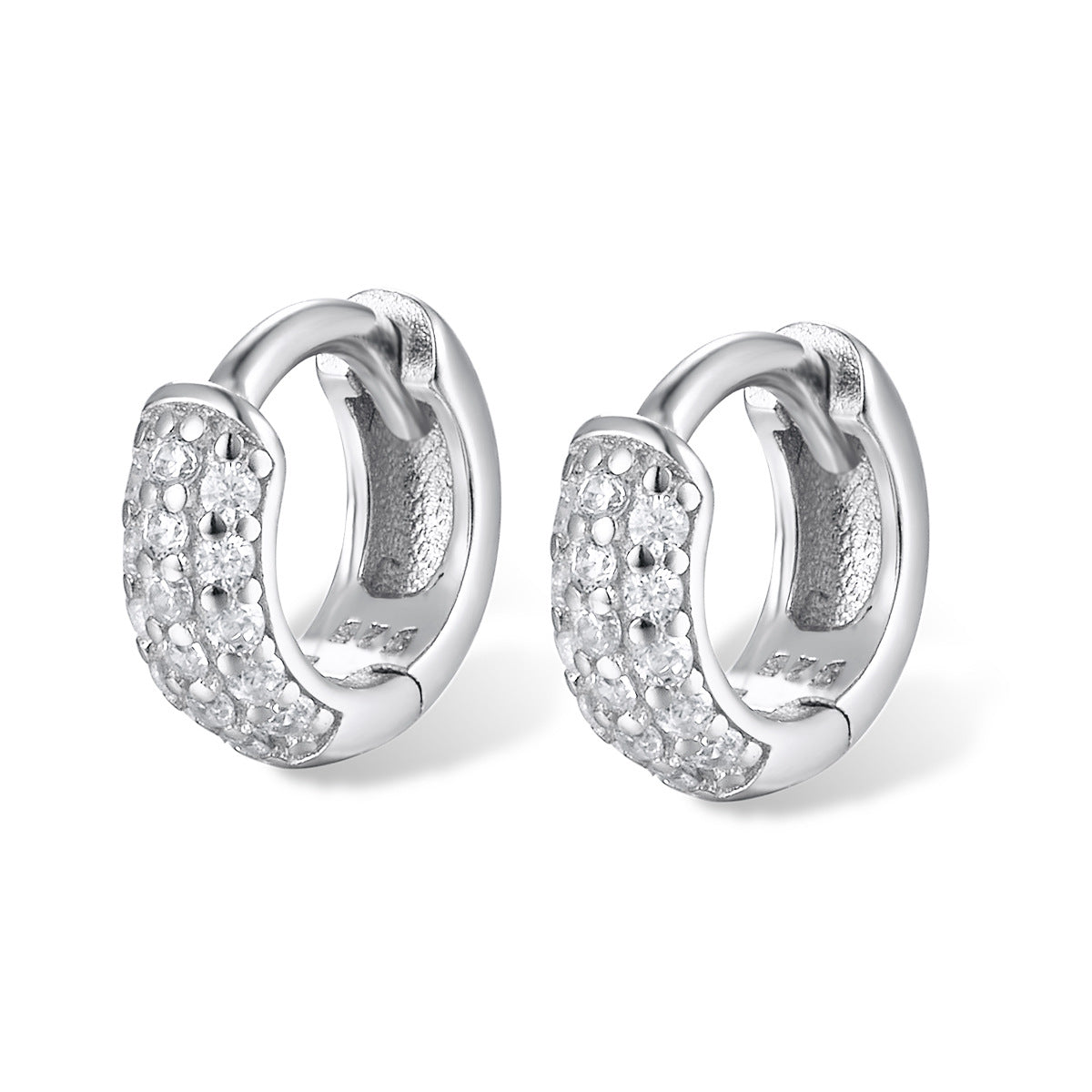 Three-Row Pave Huggie Hoop Earrings – image 7
