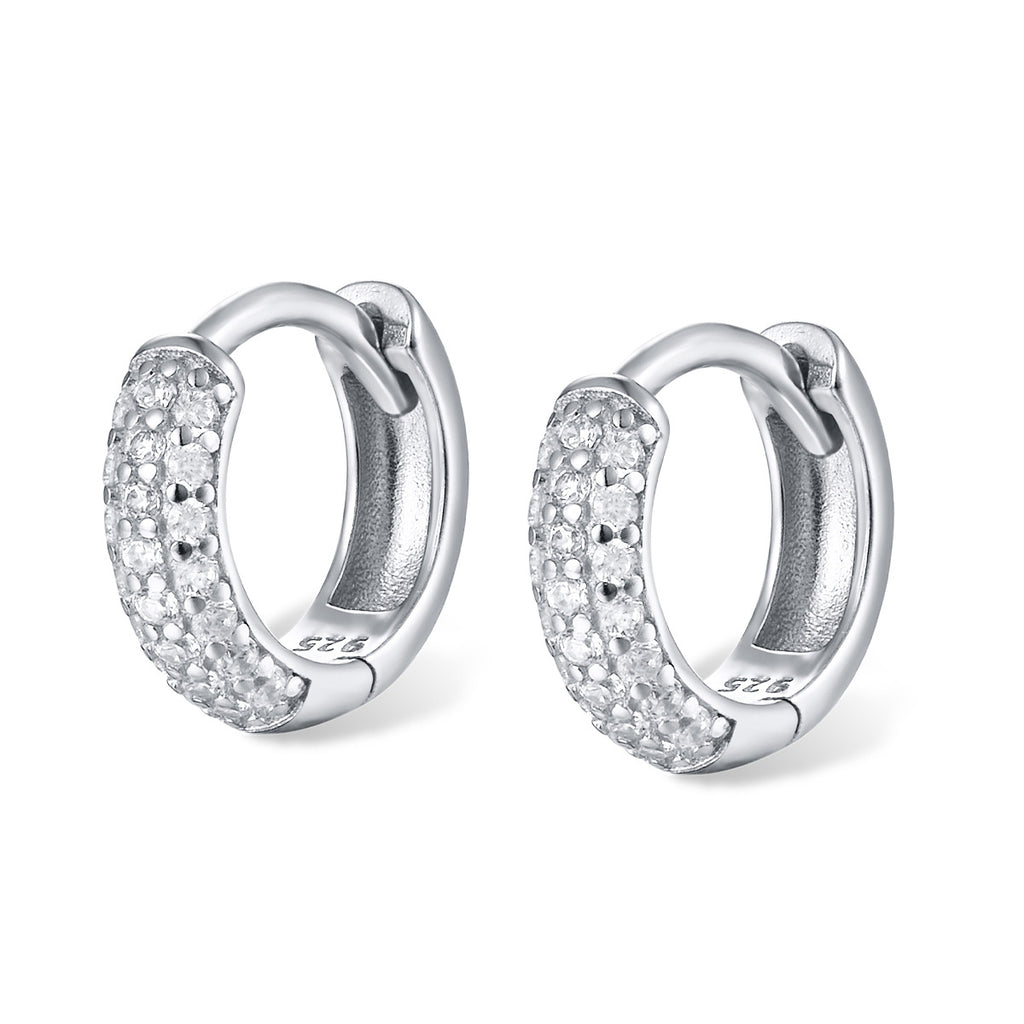 Three-Row Pave Huggie Hoop Earrings – image 9