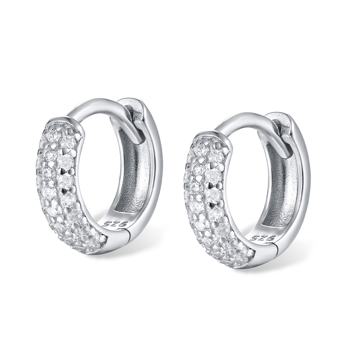 Three-Row Pave Huggie Hoop Earrings – image 9
