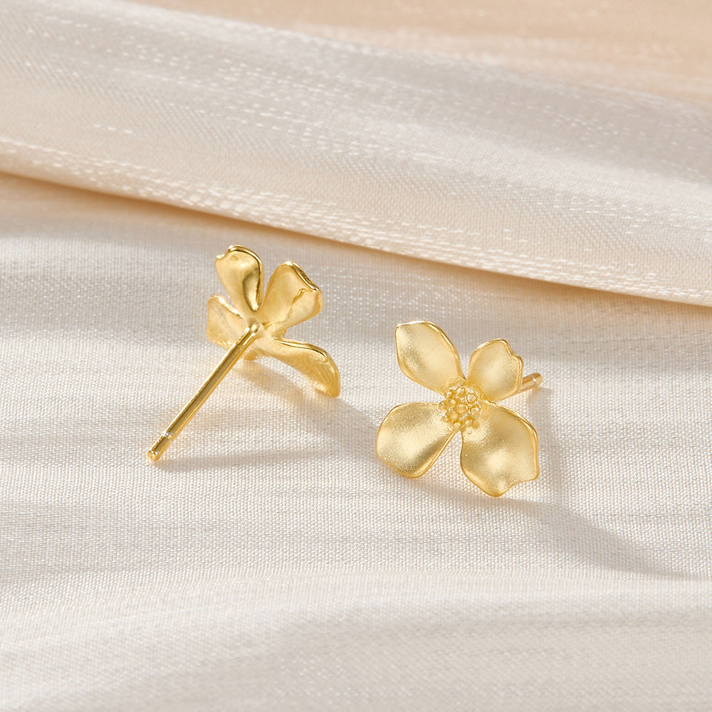 Satin Floral Stud Earrings – detail view 3
