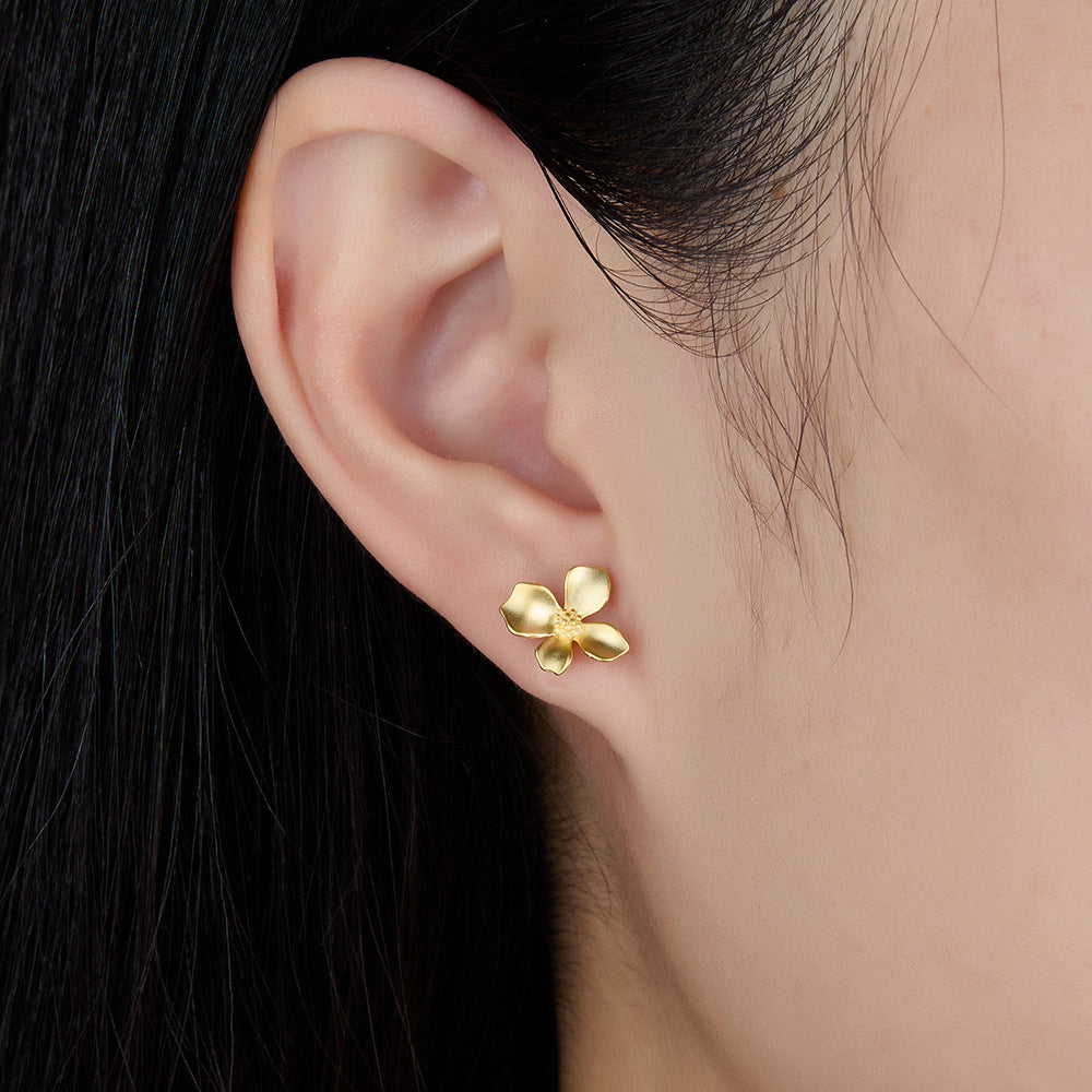 Satin Floral Stud Earrings – image 4