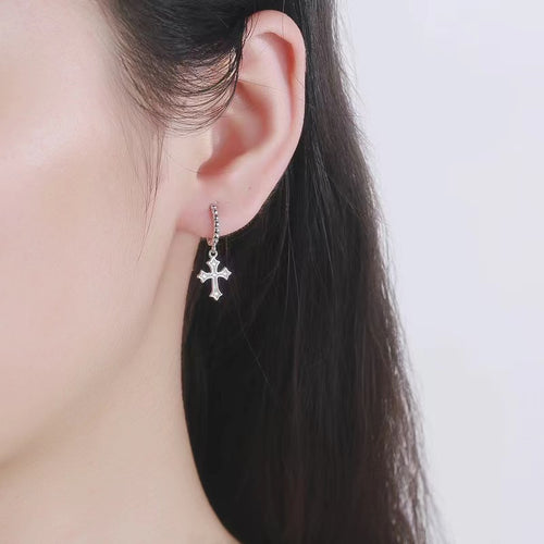 Beaded Cross Charm Huggie Earrings – wholesale huggie hoop earrings