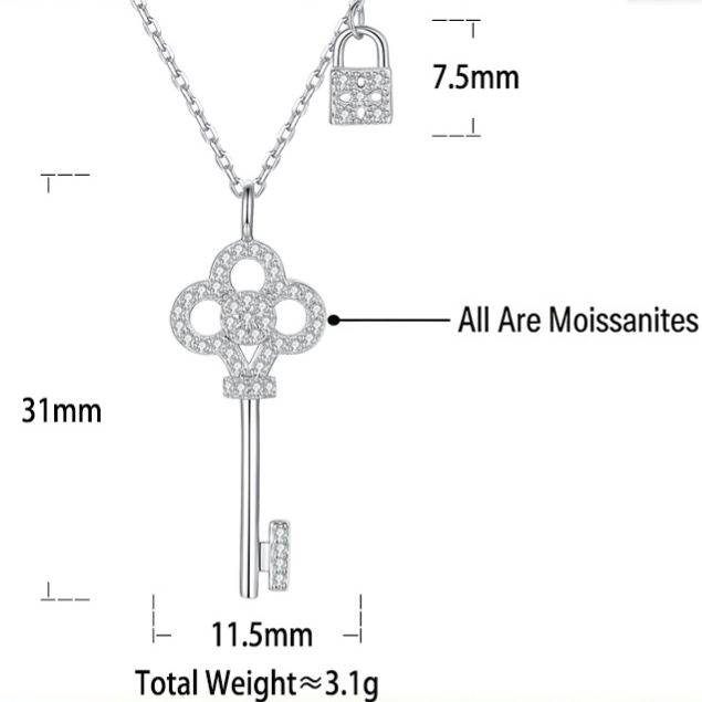 Key and Lock Moissanite Necklace – image 5