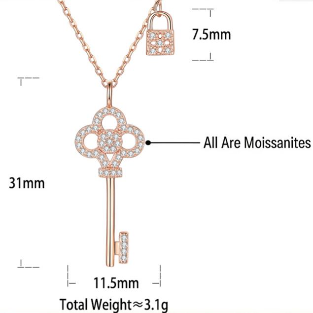 Key and Lock Moissanite Necklace – image 6