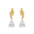 Knot Pear Cut CZ Drop Earrings, Gold Plated – image 5