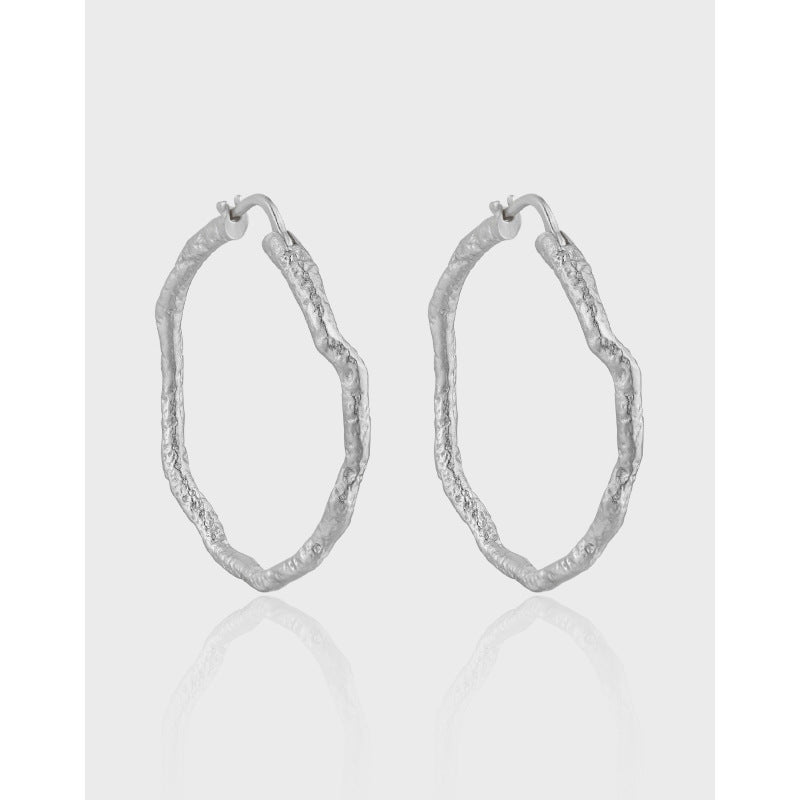 Organic Branch Texture Oval Hoop Earrings