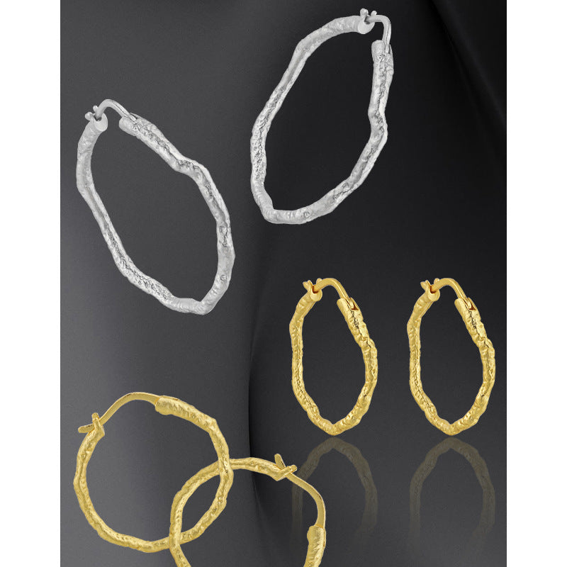 Organic Branch Texture Oval Hoop Earrings – earring hoops in bulk