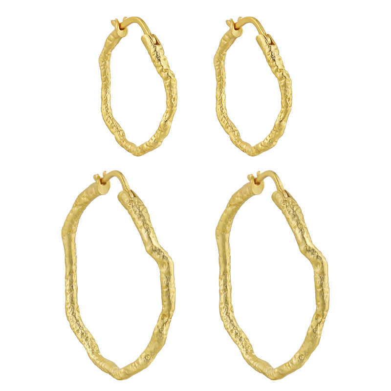 Organic Branch Texture Oval Hoop Earrings – image 5