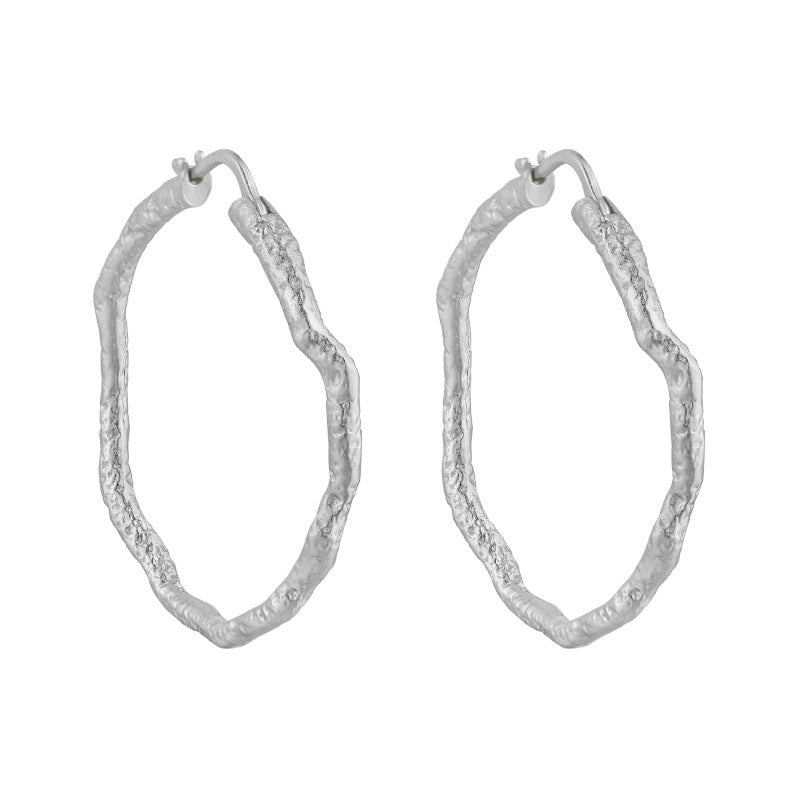 Organic Branch Texture Oval Hoop Earrings – image 6