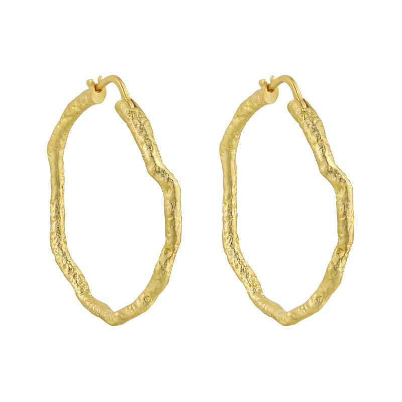 Organic Branch Texture Oval Hoop Earrings – image 7
