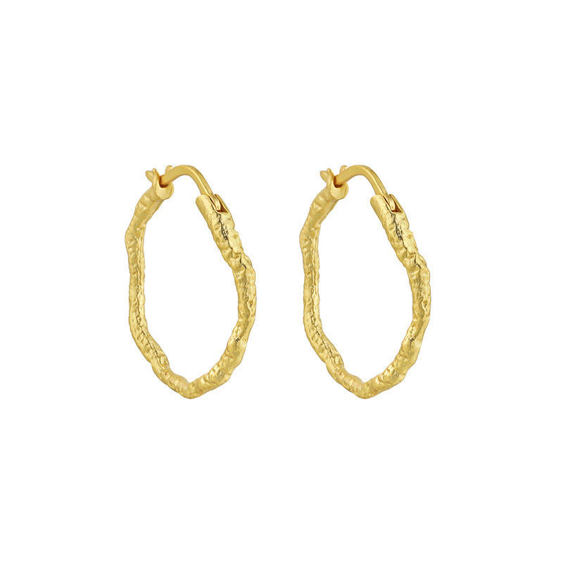 Organic Branch Texture Oval Hoop Earrings – image 9