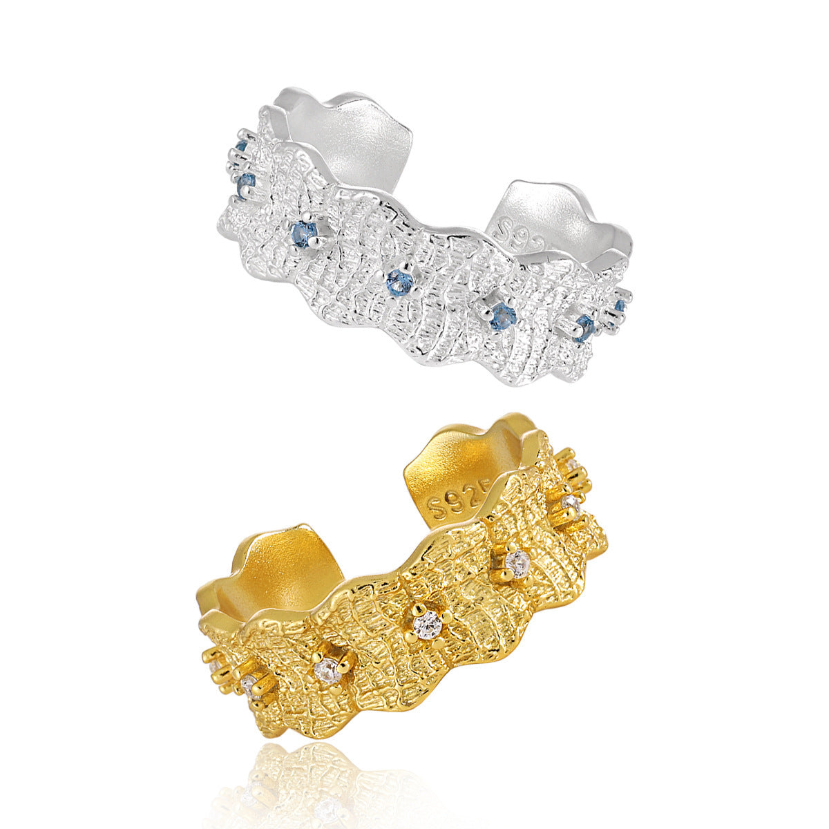 Textured Lace CZ Open Ring