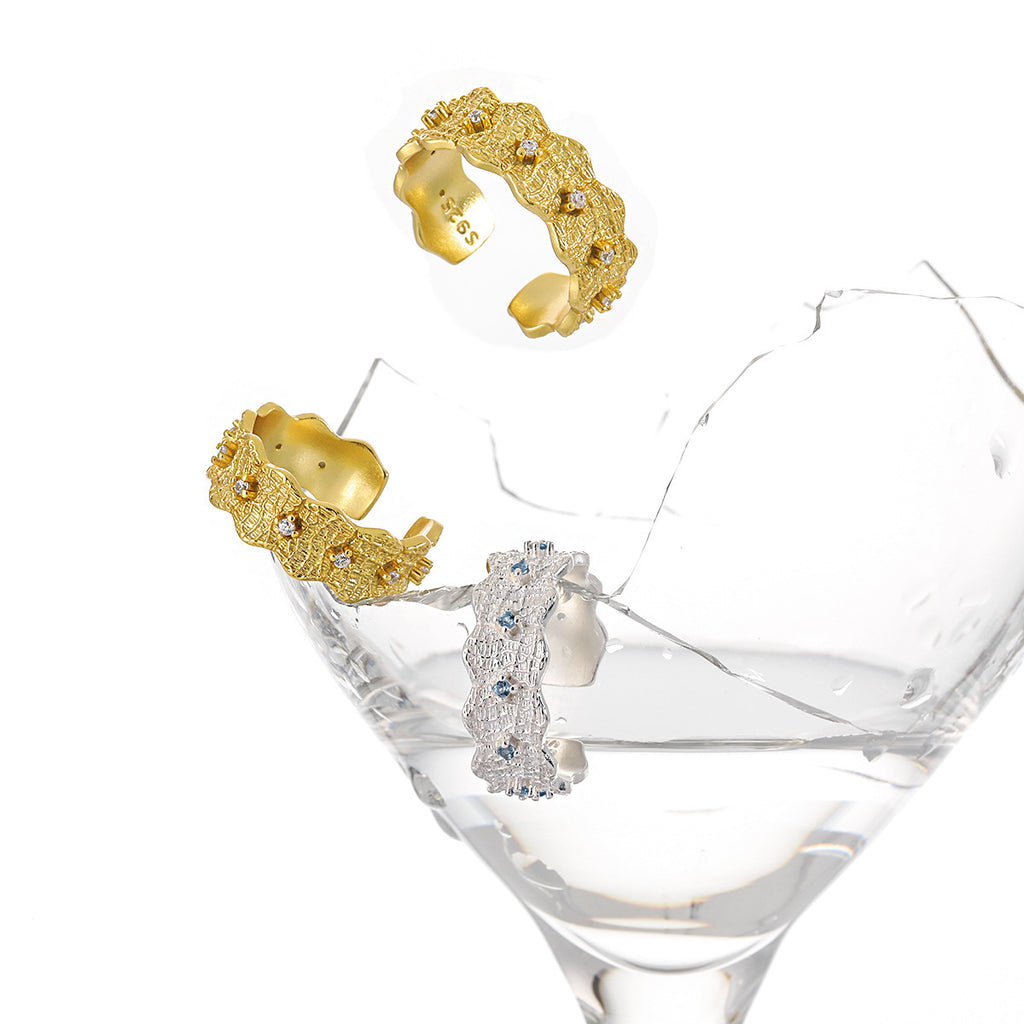 Textured Lace CZ Open Ring – wholesale silver rings