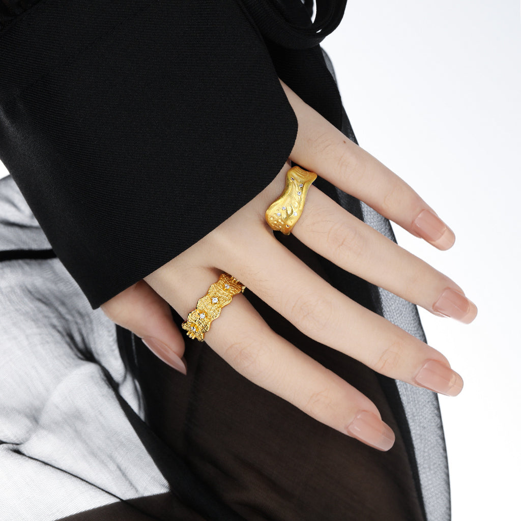 Textured Lace CZ Open Ring – detail view 3