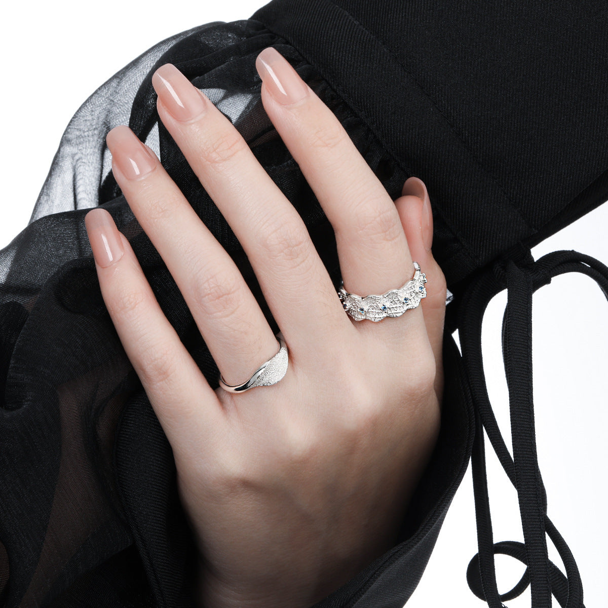 Textured Lace CZ Open Ring – image 4
