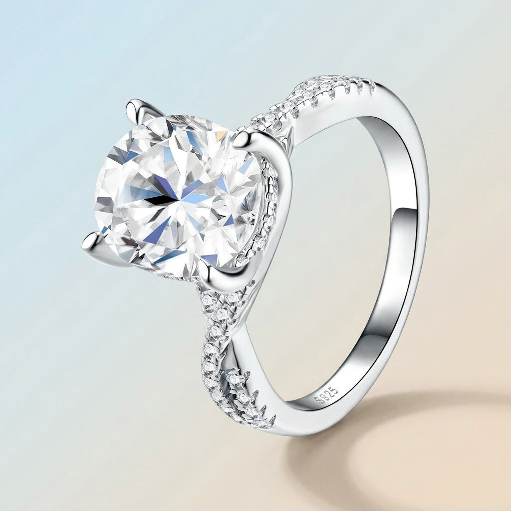 Large-Carat Oval Moissanite Ring