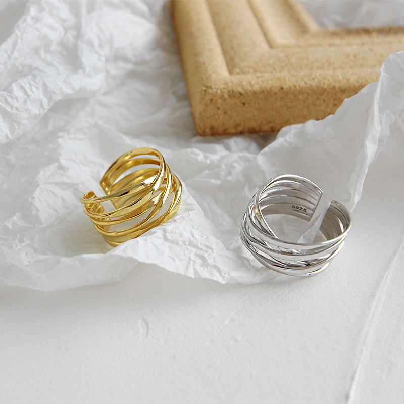 Layered Crisscross Statement Ring – wholesale silver rings