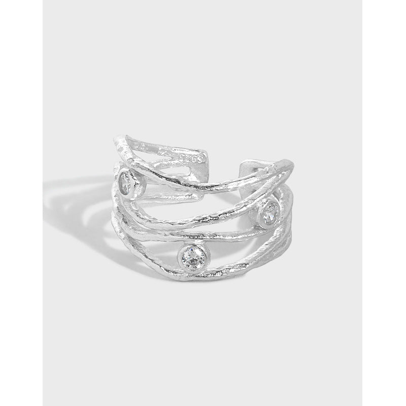 Layered Crisscross Zircon Statement Ring