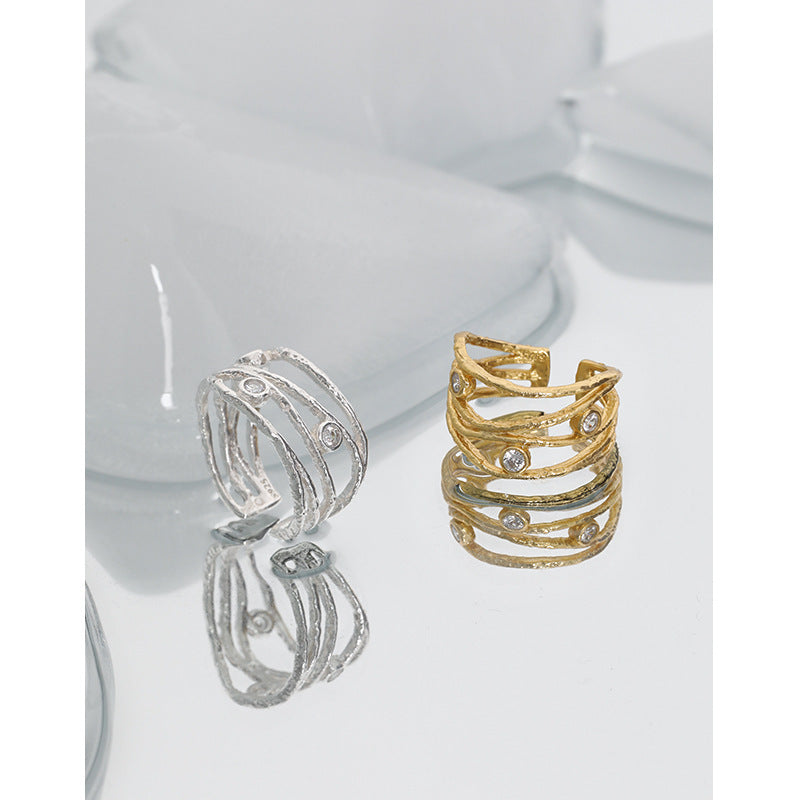 Layered Crisscross Zircon Statement Ring – wholesale statement ring