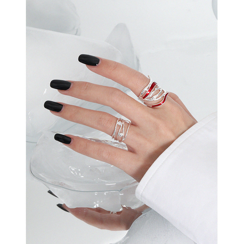 Layered Crisscross Zircon Statement Ring – detail view 3