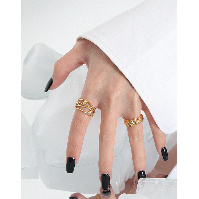 Layered Crisscross Zircon Statement Ring – image 4